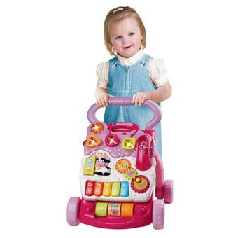With lights and sounds! Vtec First Steps Baby Walker Refresh Pink 
