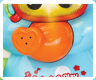 This cute and happy elephant just loves to play and spray water from his trunk making bath time fun for your little one!