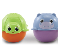Includes two cute animal cups for scooping & pouring.