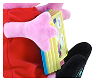 Use the light up plastic book in Peppa Pig’s hands to select a story, hear fun facts or listen to music.