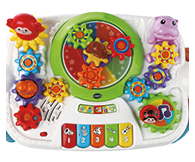 Introduces, Colours, Animals, and Instruments. 5 Piano keys introduce musical notes and colours.