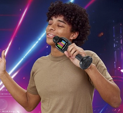 Create your own mini concert with 5 x 5 pixel lights that move to the beat with fun designs.