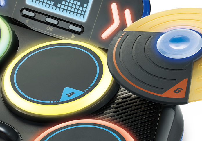 Change the colour of the light-up drum pads and cymbals to light-up your performances.