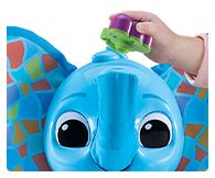 Place a fruit play piece on Elephant's magical trunk and she will identify it.
