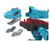 Assemble the Dino pieces inside the eggshell, then Switch & Go between Dino and vehicles!