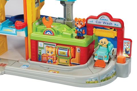 Push the button to move the vehicle through the car wash. Push the button to move the vehicle through the car wash.