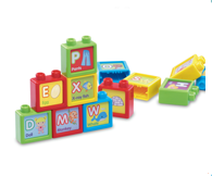 Includes 13 double-sided letter blocks and a magic tunnel to load the blocks into the wagon.